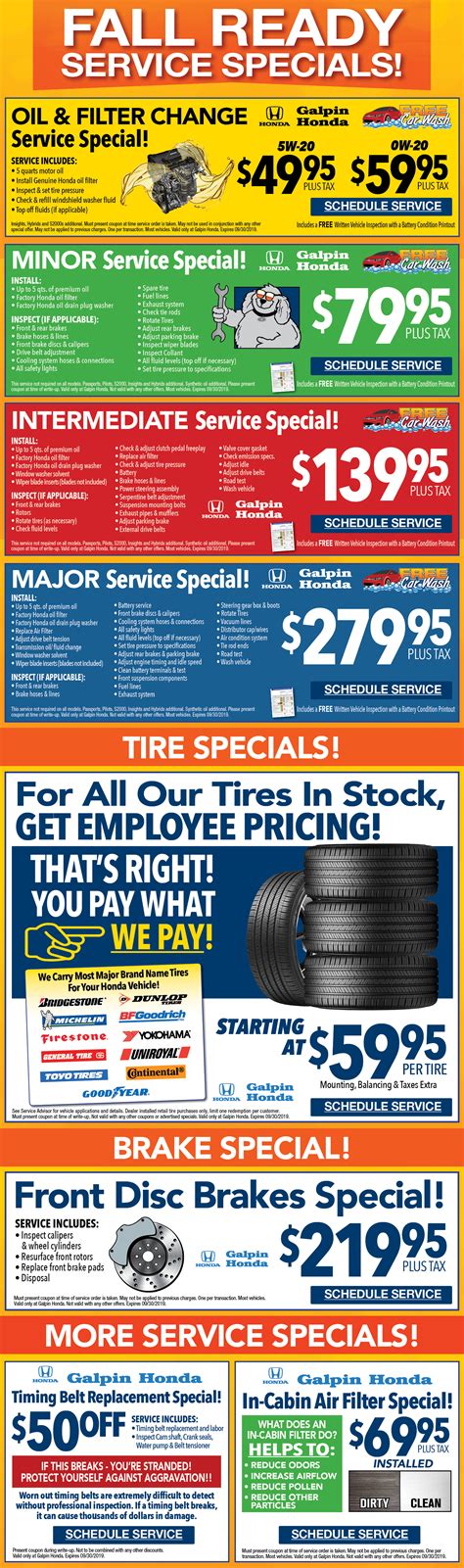 Service Specials and Coupons